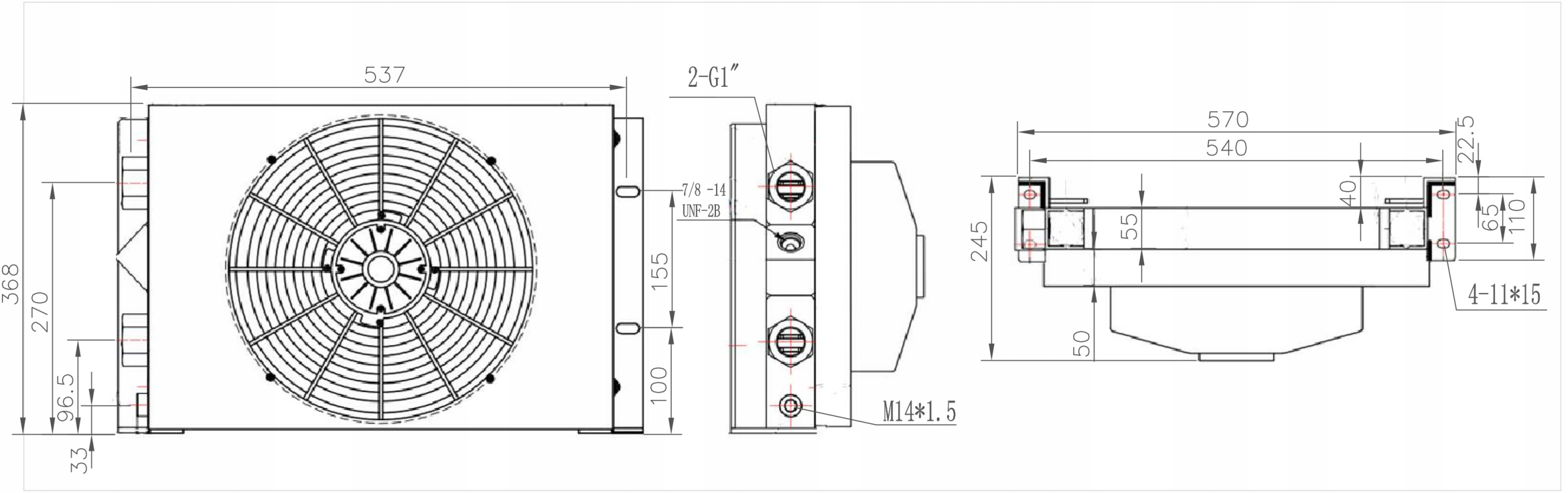 Chłodnica oleju hydraulicznego AH1417T-CA 150L/min 24V b0de747b44faa65784f35807353b