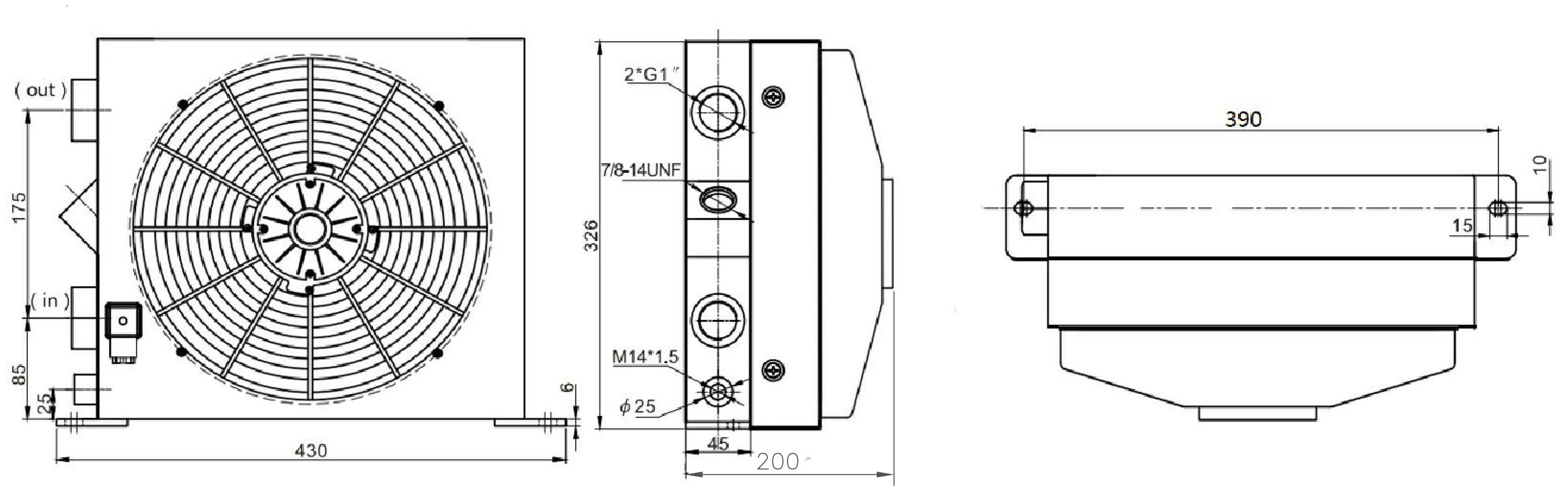 Chłodnica oleju hydraulicznego AH1417T-CA 150L/min 24V b0de747b44faa65784f35807353b