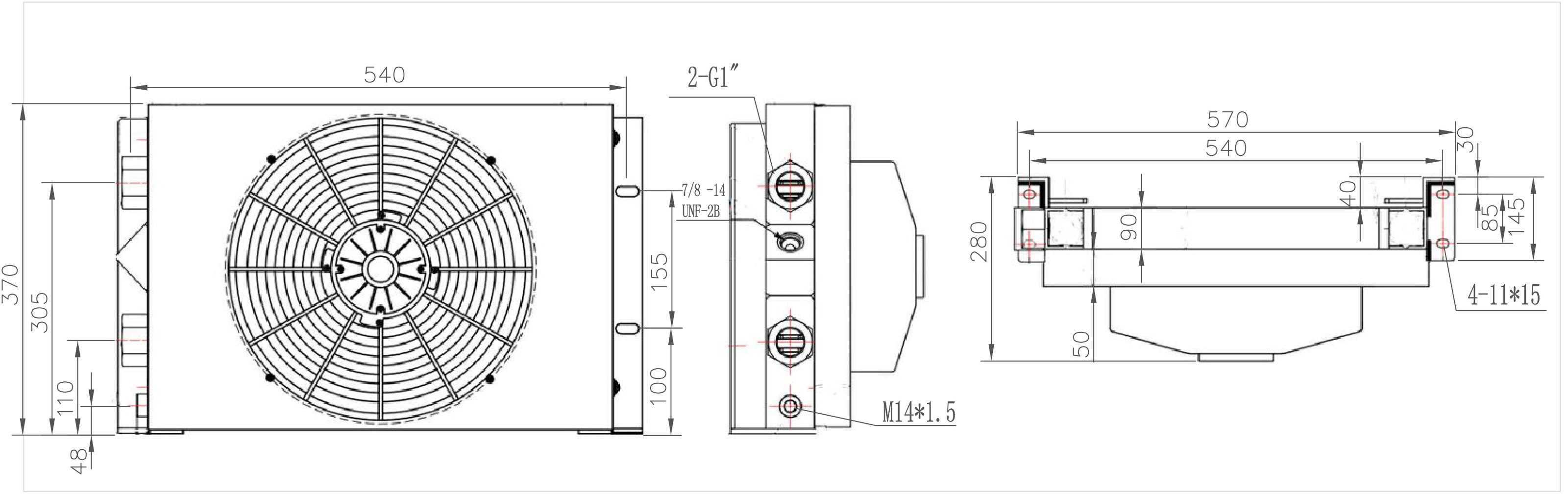 Chłodnica oleju hydraulicznego AH1417T-CA 150L/min 24V b0de747b44faa65784f35807353b