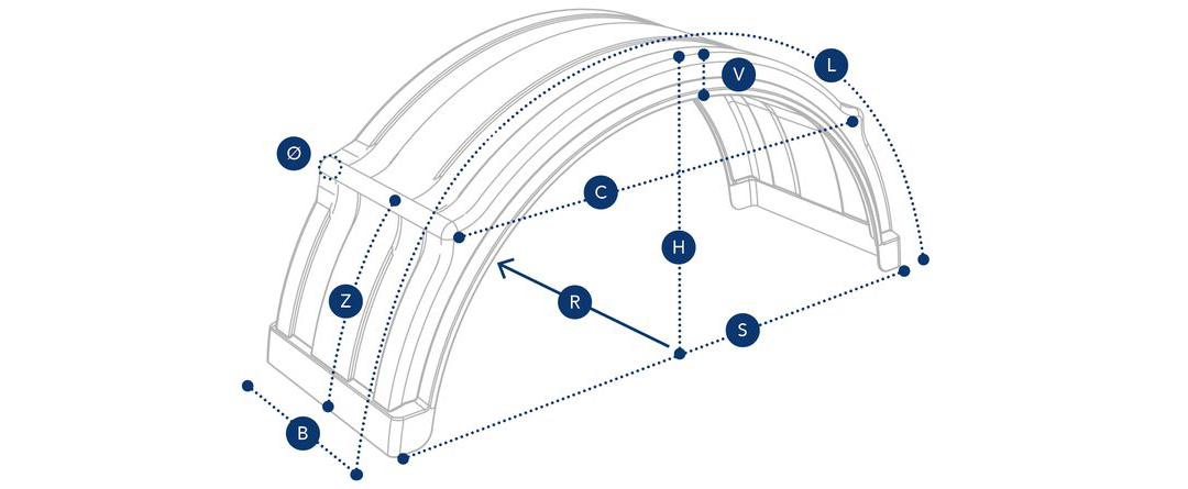 Błotnik półkolisty z otworem na wsporniki Błotnik z otworem na wspornii
