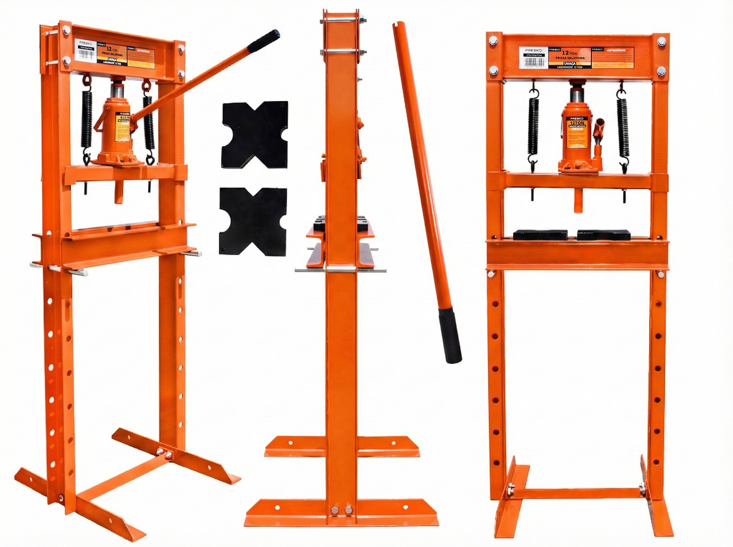 Prasa hydrauliczna warsztatowa 12 T ton + zestaw pryzm Oryginalna PRESKO gemini_poprawione