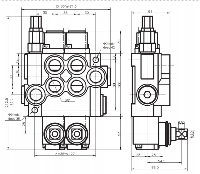 PRESKO Directional Control Valve, 3way, 40 l, two float positions