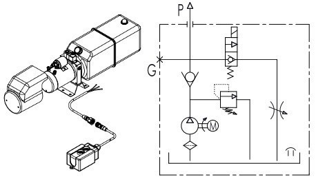  PRESKO Double Acting Power Pack 12 V , 2,0 kW, 11 l