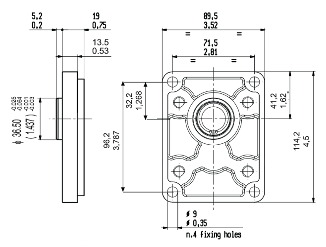 Aluminum gear pump, group 2, 2PE26D(S)28P1, European type 