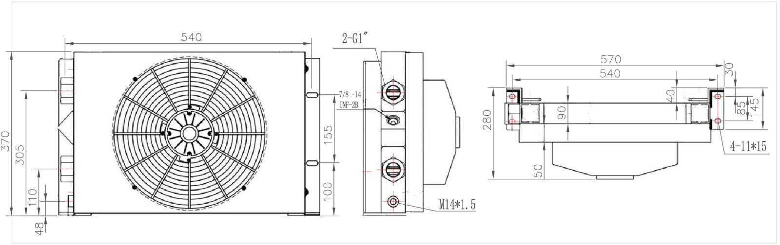 Oil cooler AH1490T-CA 250 L/min