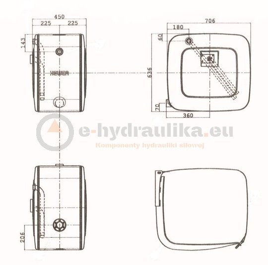 Oil tank Padoan 170 liter (636x706x450)