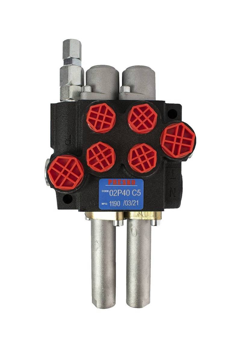 PRESKO Directional  Control Valve, 2-way, 40 l, with cable steering  2x2m  and solenoid valve  