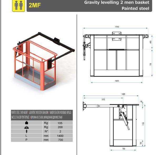 Painted steel crane basket, HDS,FASSI,HIAB,PALFINGER