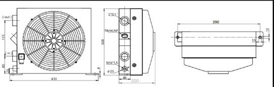 Oil cooler AH1012T-CA 100L/min DC12V