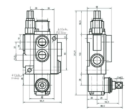 PRESKO Directional Control Valve, 3-way, 40 l, one floating section