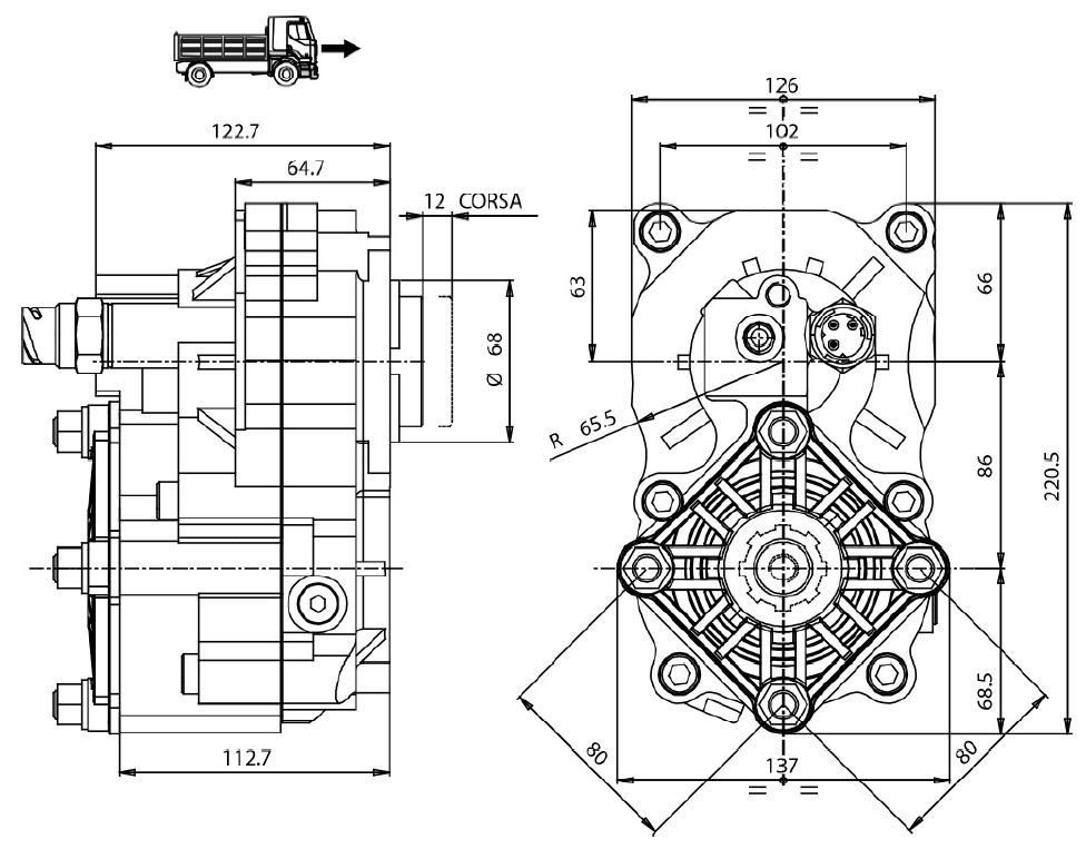 Power take-off PTO P88Z3P15294 SCANIA VOLVO ZF