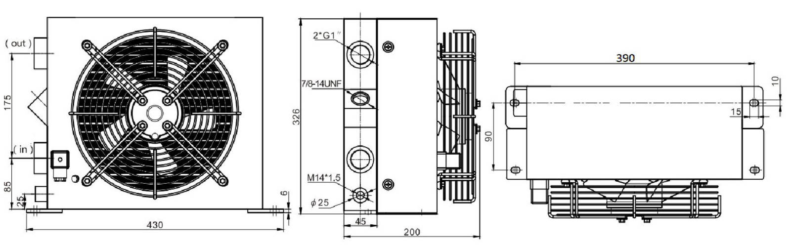 Chłodnica oleju hydraulicznego AH1012T-CA 100l/min AC230V