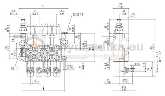 Hydraulik-steuerventil Salami VDM09, 2-teilig