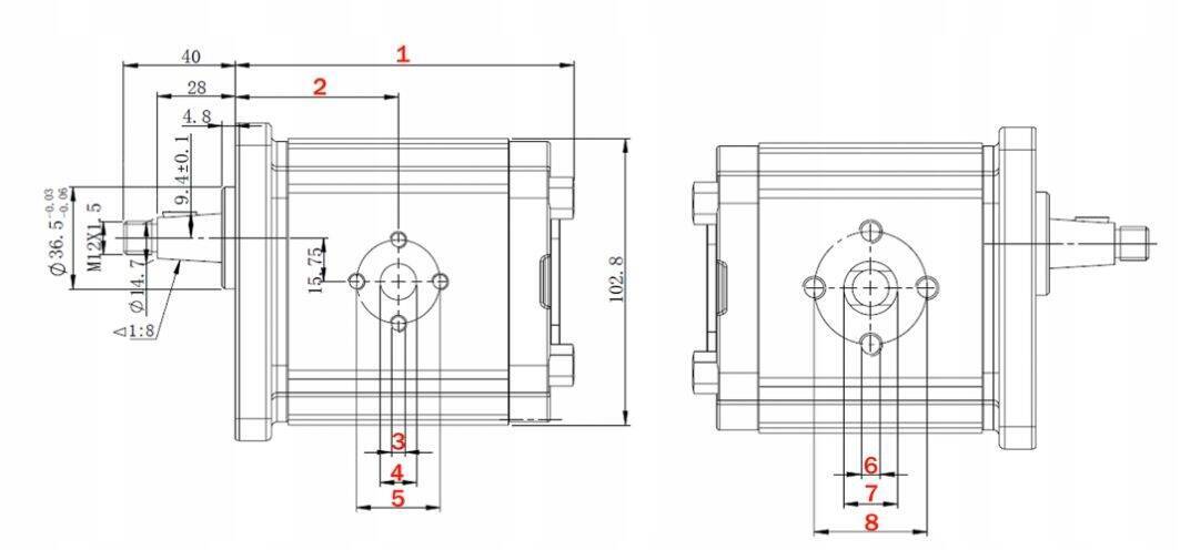 Pompa hydrauliczna zębata prawa  PRESKO prawa 8,3cm3 12l Grupa 2 PE