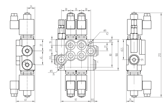 Hydraulik-steuerventil Presko , 2-teilig elektrisch betrieben 12V