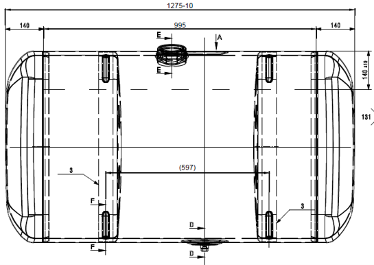 Kraftstofftank Mercedes 550L 700x700x1275