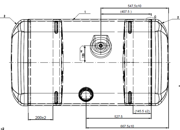 Kraftstofftank Mercedes 550L 700x700x1275