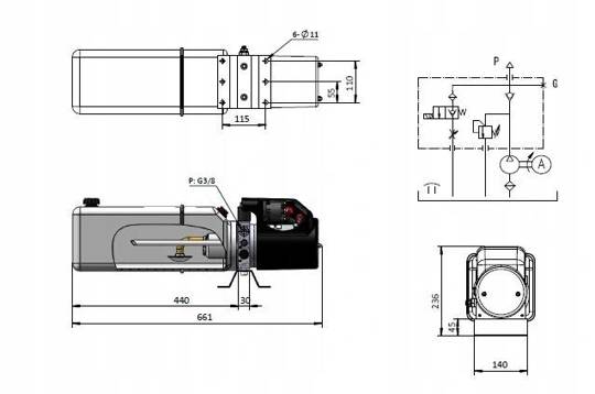 PRESKO Hydraulikaggregat 12 V - 2,0 kW - 11L mit Funkfernsteuerung 