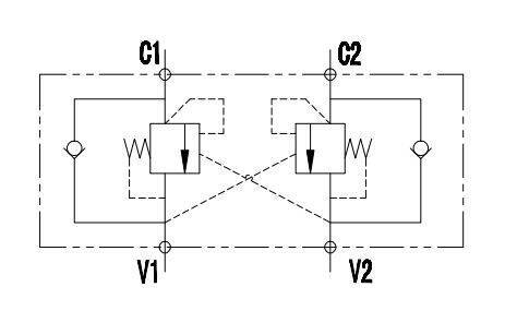 Zawór hydrauliczny bliźniaczy overcenter  1/2"