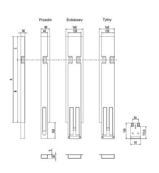 Right rear pillar H=600