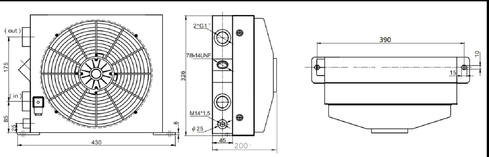 Oil cooler AH1012T-CA 100L/min DC12V