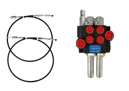 PRESKO Directional Control Valve, 2-way, cable steering 2x 1,5m, 40 l/min.