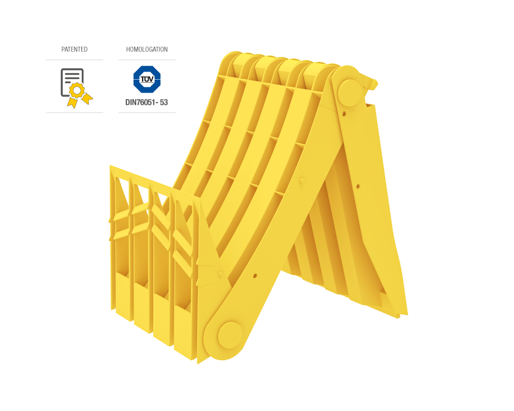 ORIGAMY E53 yellow folding wheel chock with sheet metal 