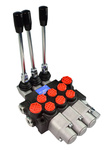 Hydraulic Directional Valve a 3-section 40L, with one section with both sides latching and two latching floating sections.