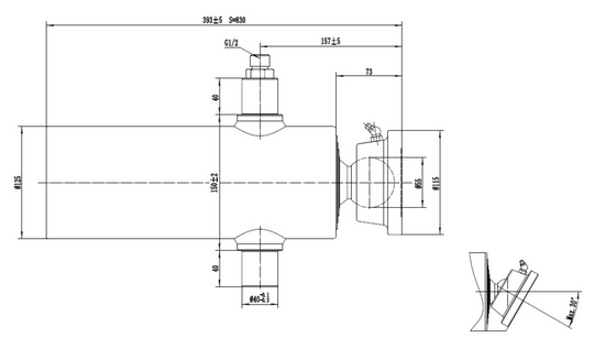 Unterflurzylinder PRESKO, mit einer Verlängerung von 830 mm, vierbeinig