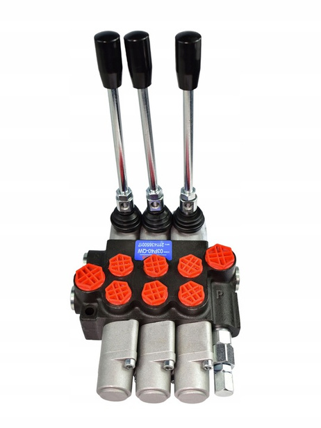 Hydraulic Directional Valve a 3-section 40L, with one section with both sides latching and two latching floating sections.