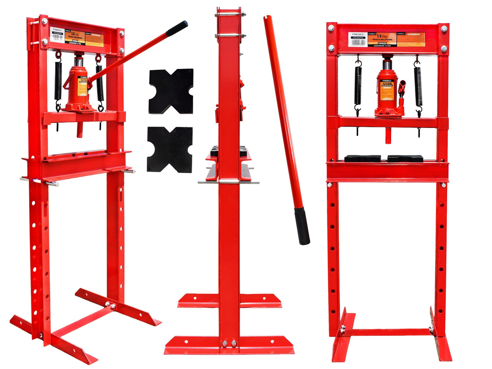 Prasa hydrauliczna warsztatowa 12 T ton + zestaw pryzm Oryginalna PRESKO