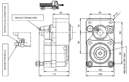 Przystawka odbioru mocy PTO P82Z2P10294 EATON-FULLER IVECO MITSUBISHI VOLVO ZF