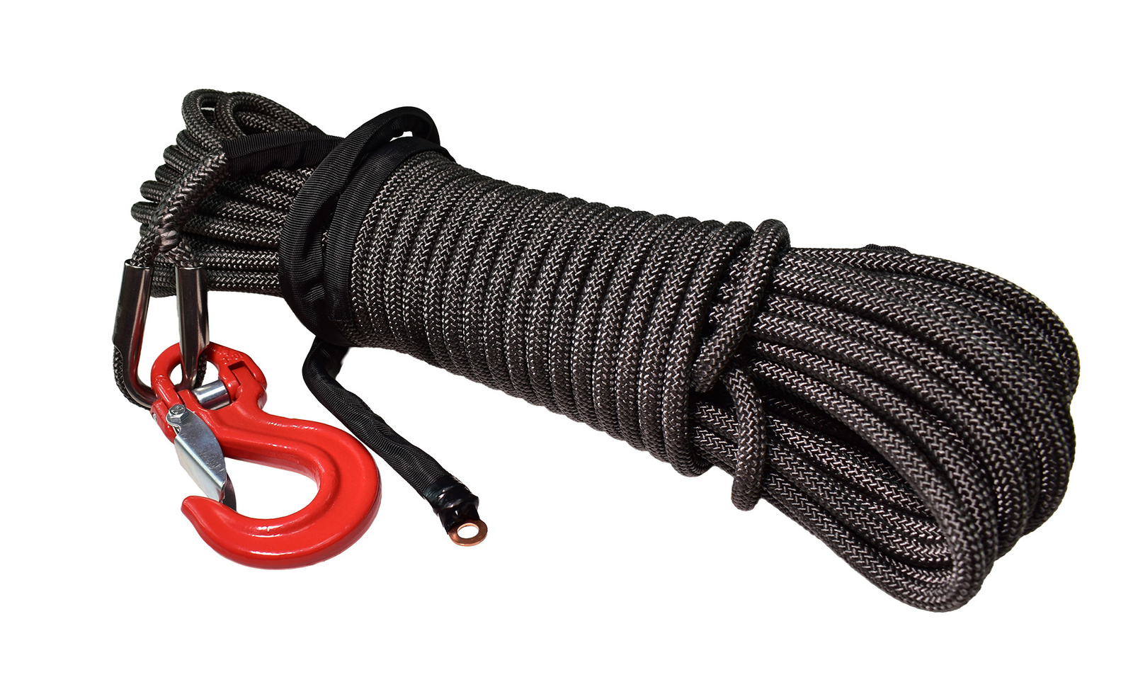 Lina syntetyczna w oplocie do wyciągarki OFF ROAD 12mm x 25M + HAK - kolor szary