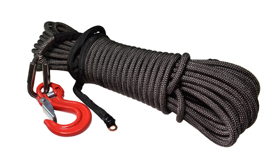 Lina syntetyczna w oplocie do wyciągarki OFF ROAD 12mm x 25M + HAK - kolor szary