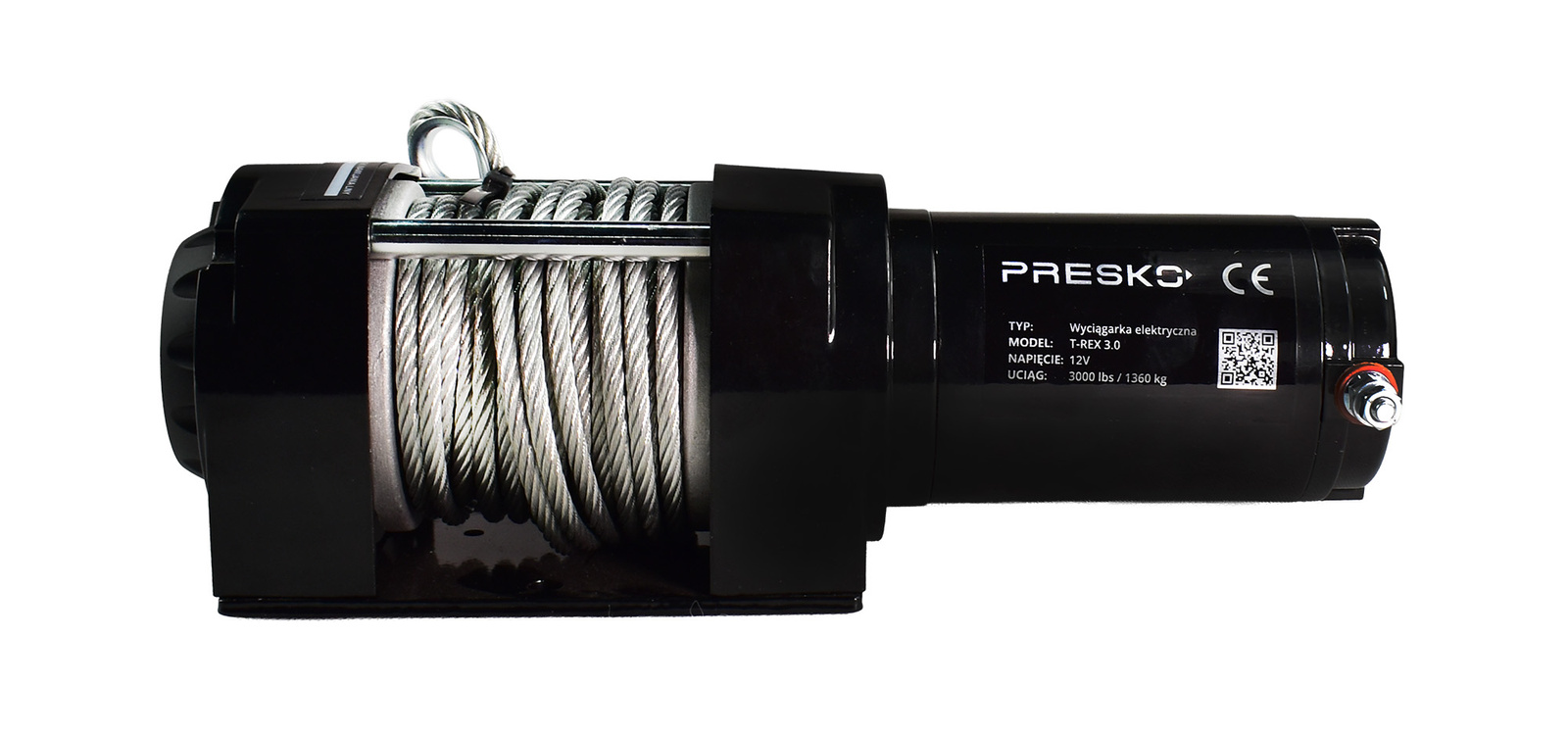 Wyciągarka PRESKO T-REX3.0 12V 1360kg QUAD PŁUG ATV UTV LINA STALOWA