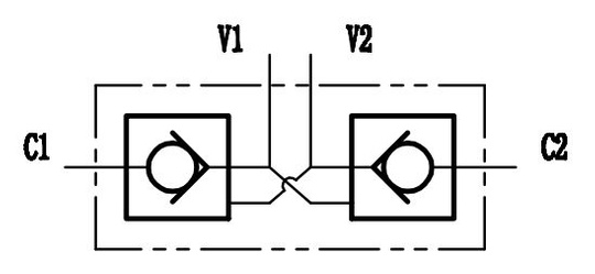 Twin overcenter check valve VBCD 3/8 DE-A ZAWÓR
