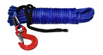 Lina syntentyczna 10 mm x 28 m do wyciagarki OFF-ROAD niebieska + HAK