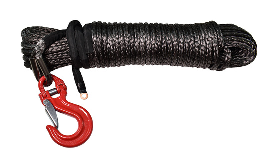Lina syntentyczna 10 mm x 28 m do wyciagarki OFF-ROAD szara + HAK