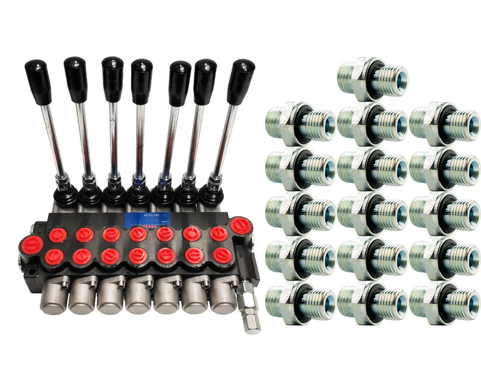 ROZDZIELACZ HYDRAULICZNY 7-SEKCYJNY 40L - W ZESTAWIE Z PRZYŁĄCZAMI