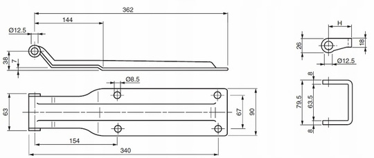 Galvanized hinge with pin
