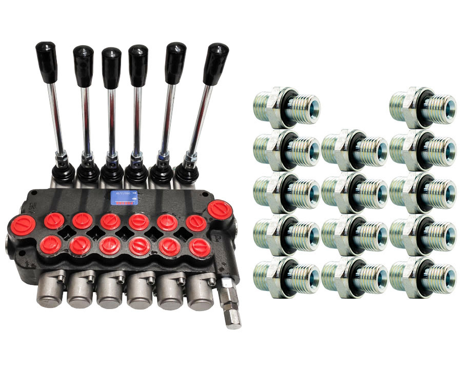 PRESKO Directional Control Valve 6-ways, complete with hose connections