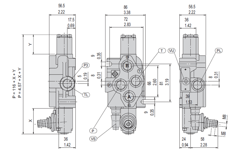 Hydraulic Directional Valve Salami VDM6, 1-section