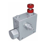 Three-way flow controllers with pressure compensation and relief valve