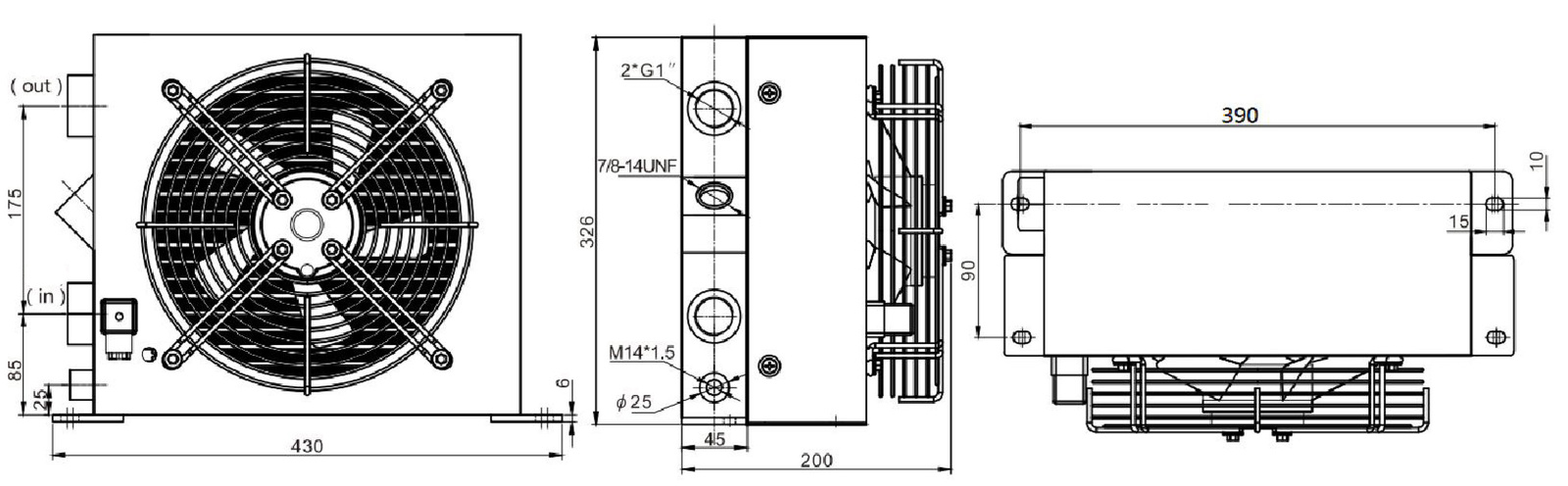 Chłodnica oleju hydraulicznego AH1012T-CA 100l/min AC230V