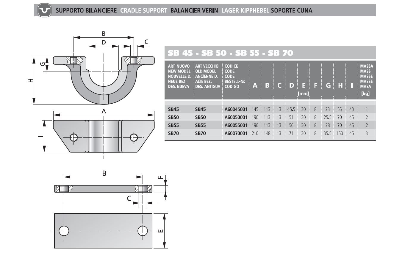 Mounting for cylinder subbox A60050001 fi50