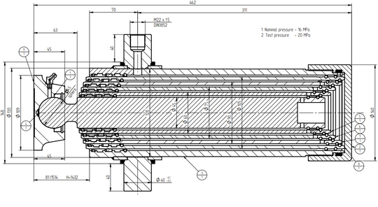 Cylinder siłownik hydrauliczny PRESKO 1432 mm Chromowany