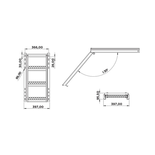 Folding ladder 3 steps, deep step