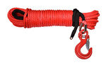 Lina syntentyczna 10 mm x 28 m do wyciagarki OFF-ROAD czerwona + HAK