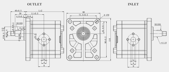 PRESKO Gear Pump, displacement 6 cm3/rev.,  group 2, complete with flange connectio