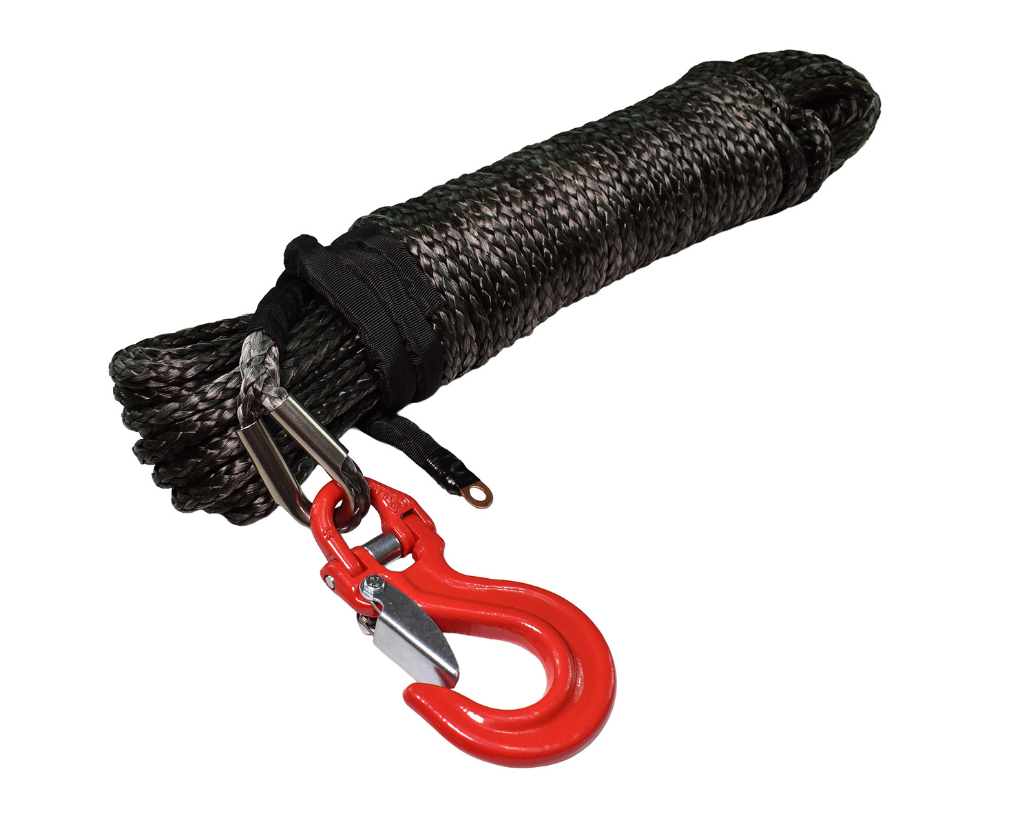 Lina syntentyczna 10 mm x 28 m do wyciagarki OFF-ROAD szara + HAK